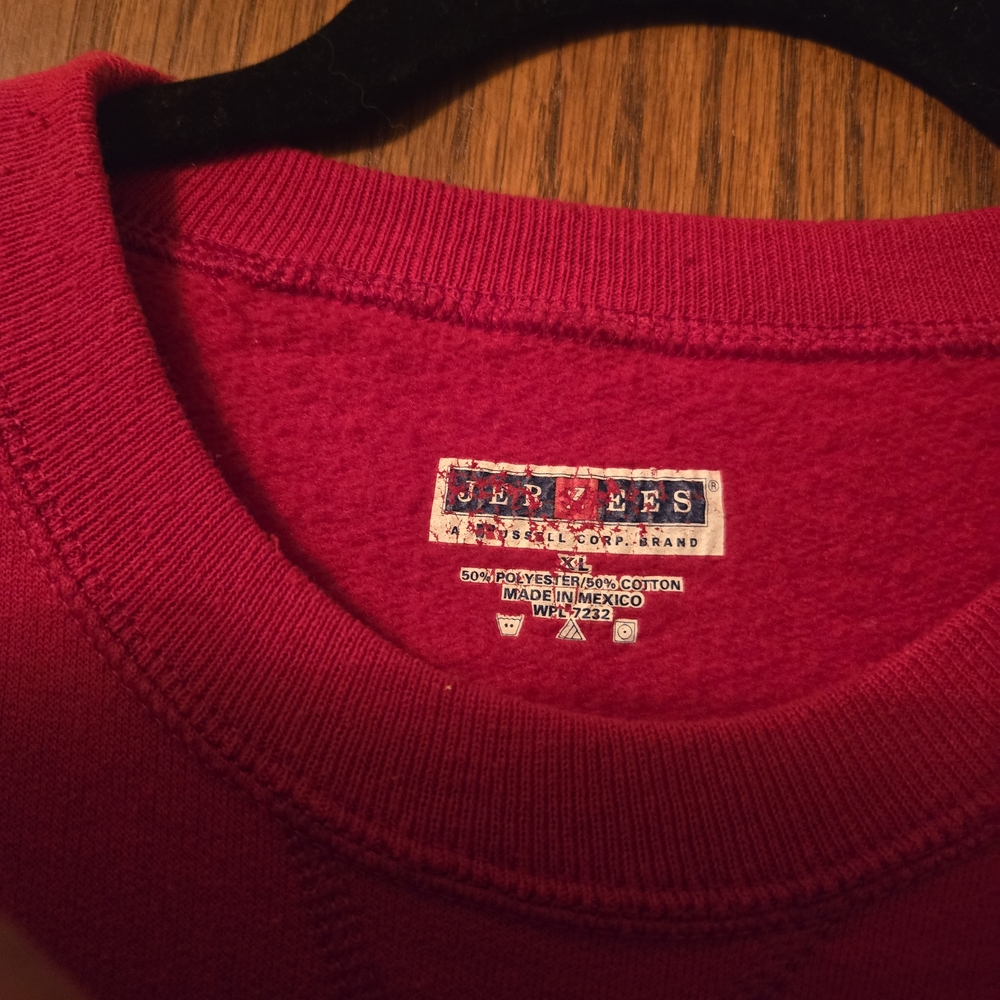 Jerzees Red Sweatshirt with Santa Face Crosstitch - Picture 3 of 4